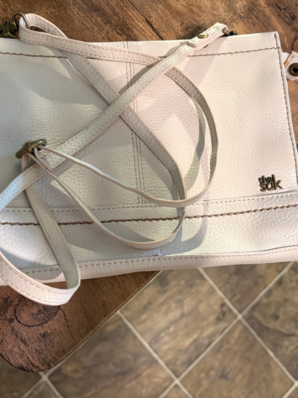 The Sak Soft Cream Crossbody Leather Bag